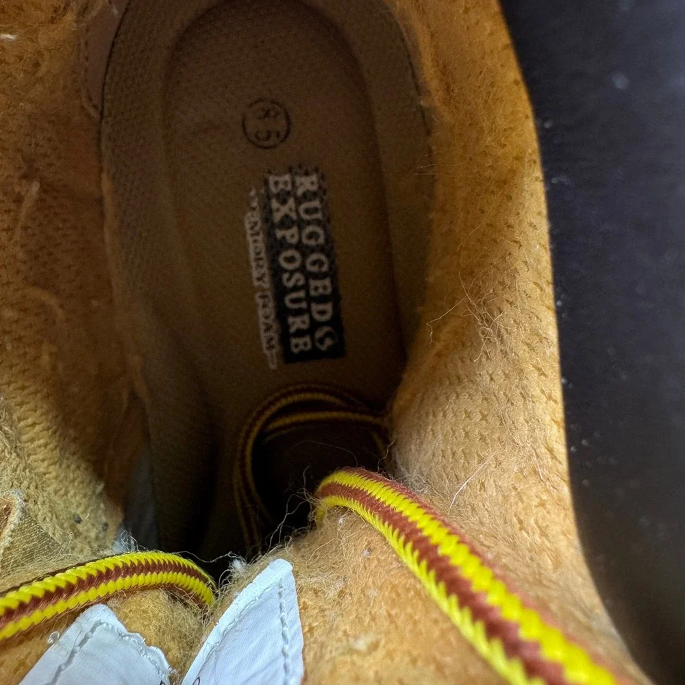 Rugged Exposure Overtime‎ Steel Toe Work Boots Men 8.5 Leather Wheat Tan Safety